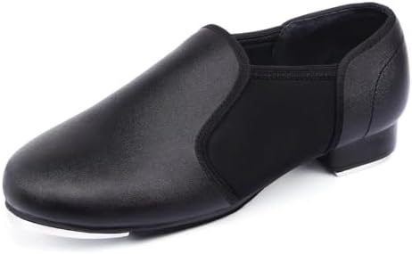 ARCLIBER Black Tap Shoes for Women and Men PU Leather Slip On Women Tap Dance Shoes