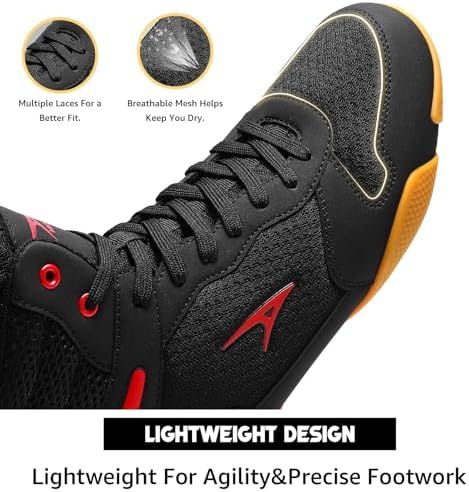 ASHION Men's Wrestling Shoes Boxing Shoes Lightweight High Top Fitness Sneakers Weightlifting Powerlifting Shoes Zero Drop Sole
