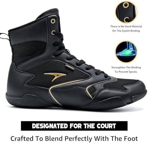 ASHION Men Wrestling Shoes Boxing Shoes High Top Fitness Sneakers Zero Drop Sole