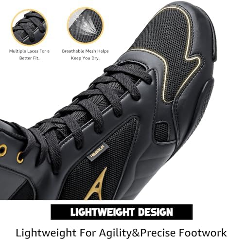 ASHION Men Wrestling Shoes Boxing Shoes High Top Fitness Sneakers Zero Drop Sole