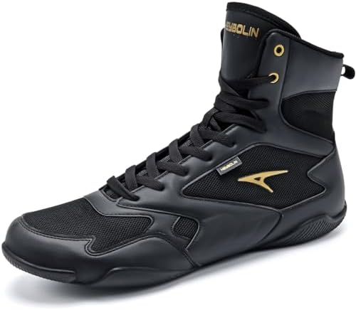 ASHION Men Wrestling Shoes Boxing Shoes High Top Fitness Sneakers Zero Drop Sole