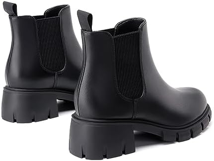 Athlefit Girls Ankle Boots Kids Comfortable Slip On Lug Sole Chelsea Booties For Toddler Little Kid Big Kids