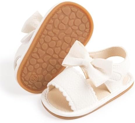 Babelvit Infant Baby Girl Boy Sandals Comfort Premium Summer Outdoor Casual Beach Shoes with Flower Bowknot Anti Slip Rubber Sole Newborn Toddler Prewalker First Walking Shoes