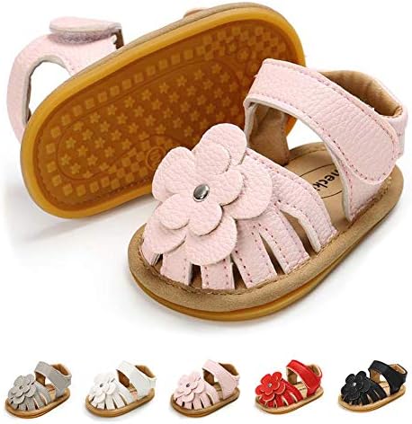 Babelvit Infant Baby Girl Boy Sandals Comfort Premium Summer Outdoor Casual Beach Shoes with Flower Bowknot Anti Slip Rubber Sole Newborn Toddler Prewalker First Walking Shoes