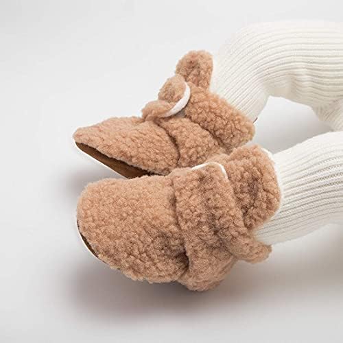 Babelvit Newborn Baby Boy Girl Soft Fleece Booties Stay On Infant Slippers Socks Shoe Non Skid Gripper Toddler First Walkers Winter Ankle Crib Shoes