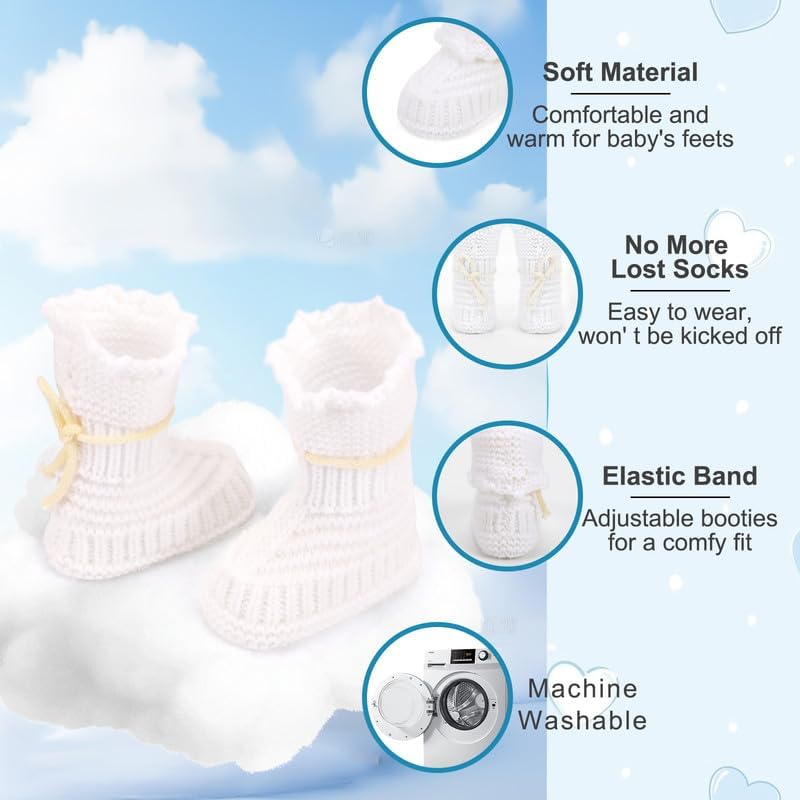 Baby Booties Newborn Hand Crochet Knit Cotton Bootie Cozy Warm Soft Sock Shoes For Infant Boys Girls