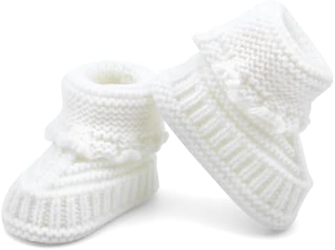 Baby Booties Newborn Hand Crochet Knit Cotton Bootie Cozy Warm Soft Sock Shoes for Infant Boys Girls