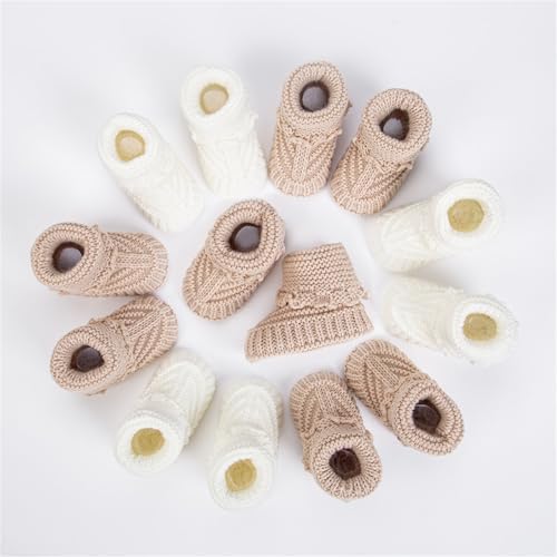 Baby Booties Newborn Walking Shoes Infant Hand Crochet Knit Cotton Sock Booties Soft Cozy Socks Slippers Indoor House Shoes For Baby 2 Pairs