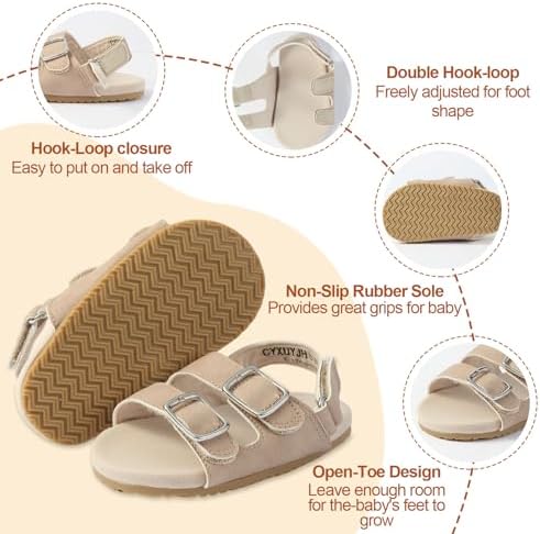Baby Boys Girls Infant Summer Sandals Open-Toe Outdoor Anti-Slip Rubber Soft Sole Newborn Toddler First Walker Shoes