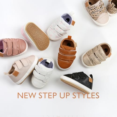 Baby Boys Girls Shoes Non-Slip Rubber Sole High-Top PU Leather Sneakers Infant First Walking Shoes Toddler Crib Shoes Newborn Loafers Flats