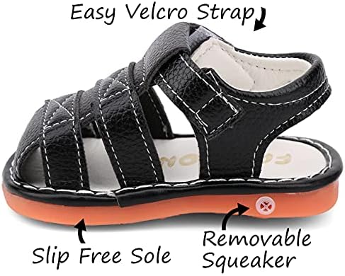 Baby Boys Girls Squeaky Sandals Summer Closed-Toe Anti-Slip Premium Rubber Sole Toddler First Walkers Shoes