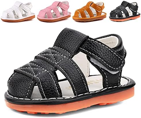 Baby Boys Girls Squeaky Sandals Summer Closed-Toe Anti-Slip Premium Rubber Sole Toddler First Walkers Shoes
