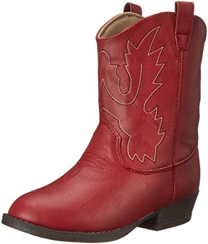 Baby Deer Faux-leather Rubber-soled Kids Pointed Toe Western Boot for Boy or Girl Children with Ornamental Cowboy Stitching