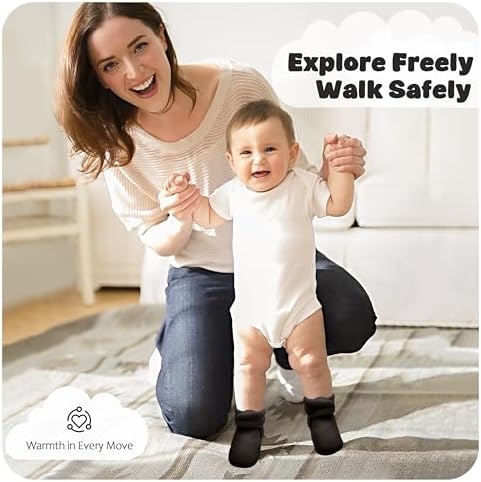 Baby Fleece Booties Newborn Unisex Booties Non-Slip Newborn Infant First Walkers Warm Shoes House Slippers For Baby Boys & Baby Girls Toddlers