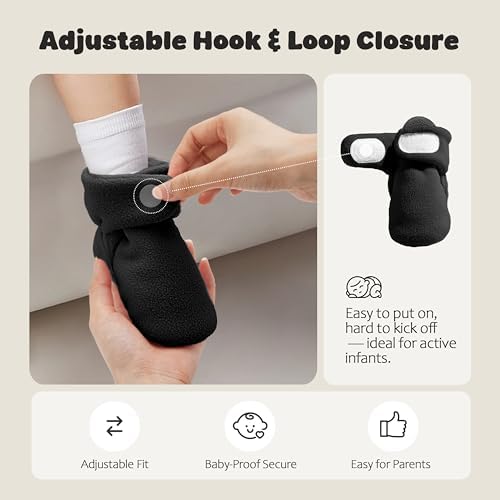 Baby Fleece Booties Newborn Unisex Booties Non-Slip Newborn Infant First Walkers Warm Shoes House Slippers For Baby Boys & Baby Girls Toddlers