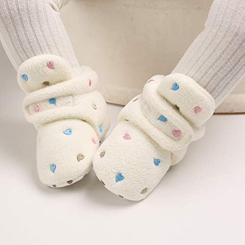 Baby Fleece Booties Newborn Warm Slippers Cozy Winter Boots Sock Shoes Infant Crib Bootie With Non Skid Bottom 0-18Month