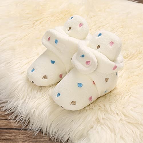 Baby Fleece Booties Newborn Warm Slippers Cozy Winter Boots Sock Shoes Infant Crib Bootie With Non Skid Bottom 0-18Month