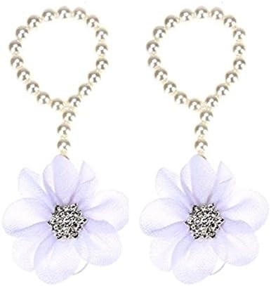 Baby Girl Foot Flower Shoes Barefoot Sandals Pearl Chiffon