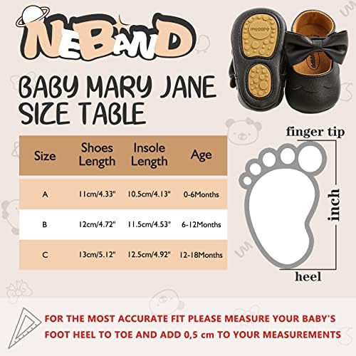 Baby Girl Mary Jane Dress Shoes - Infant Newborn Flats Anti-Slip Soft PU Leather Party School Wedding Princess Baby Girl Shoes