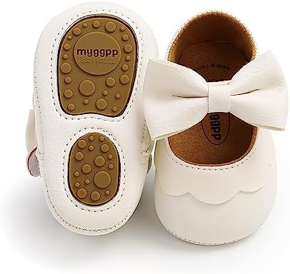 Baby Girl Mary Jane Dress Shoes - Infant Newborn Flats Anti-Slip Soft PU Leather Party School Wedding Princess Baby Girl Shoes