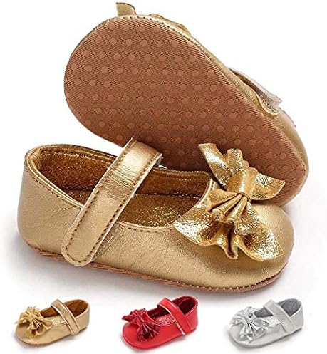 Baby Girl Shoes Mary Jane Flats With Bowknot Non-Slip Toddler First Walkers Infant Dress Shoes