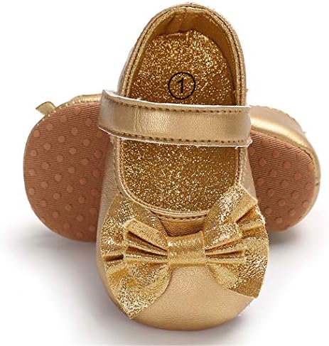 Baby Girl Shoes Mary Jane Flats with Bowknot Non-Slip Toddler First Walkers Infant Dress Shoes