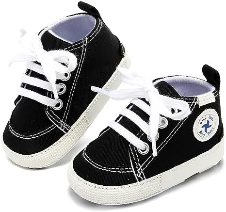 Baby Girls Boys Shoes Soft Anti-Slip Sole Newborn First Walkers High Top Canvas Denim Unisex Infant Sneaker