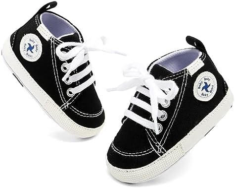 Baby Girls Boys Shoes Soft Anti-Slip Sole Newborn First Walkers High Top Canvas Denim Unisex Infant Sneaker