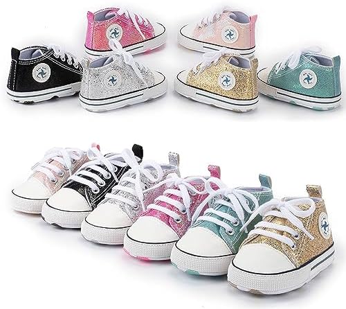 Baby Girls Boys Shoes Soft Anti-Slip Sole Newborn First Walkers High Top Canvas Denim Unisex Infant Sneaker