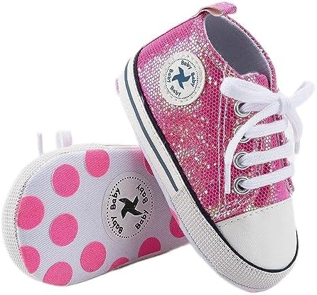 Baby Girls Boys Shoes Soft Anti-Slip Sole Newborn First Walkers High Top Canvas Denim Unisex Infant Sneaker