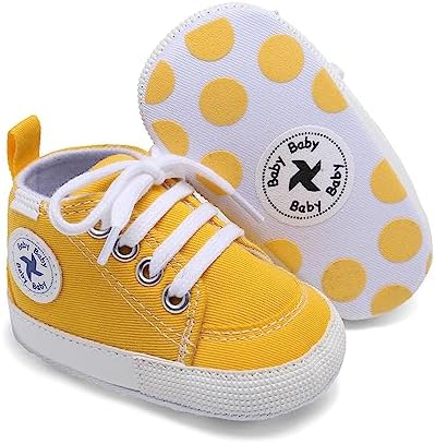 Baby Girls Boys Shoes Soft Anti-Slip Sole Newborn First Walkers High Top Canvas Denim Unisex Infant Sneaker