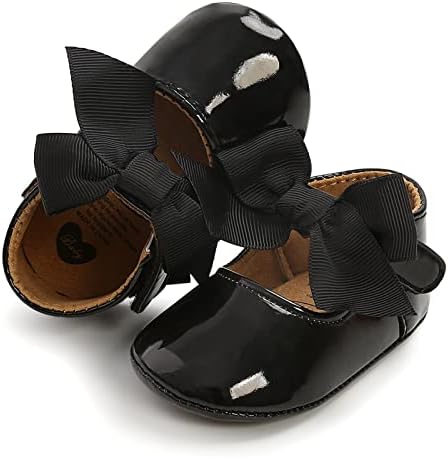 Baby Girls Mary Jane Flats Anti-Slip Rubber Sole Bow Toddler Princess Dress Shoes