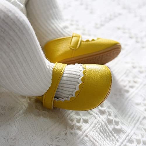 Baby Girls Mary Jane Flats Shoes With Non-Slip Soft Sole Toddler First Walkers Newborn Princess Dress Shoes