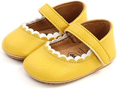 Baby Girls Mary Jane Flats Shoes with Non-Slip Soft Sole Toddler First Walkers Newborn Princess Dress Shoes