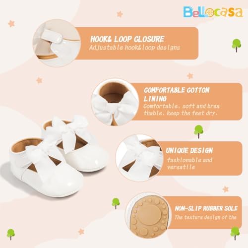 Baby Mary Jane Flats For Girls With Bowknot Cotton Anti Skid Sole Infant First Walker Princess Dress Crib Wedding Shoes