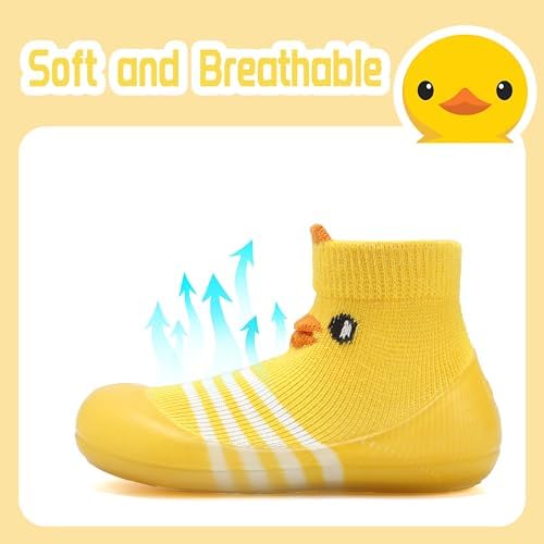 Baby Sock Shoes Boys Girls First Walking Shoes Non Slip Cartoon Soft Rubber Sole Baby Slipper Infant Toddler Sneakers