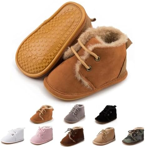 Baby Unisex Warm Snow Boots Newborn Leather Fur Lace Up Ankle Anti-Slip Rubber Texture Sole Toddler Prewalker Winter Crib Shoes Baby Unisex Warm Snow Boots Newborn Leather Fur Lace Up Ankle Anti-Slip Rubber Texture Sole Toddler Prewalker Winter Crib Shoes