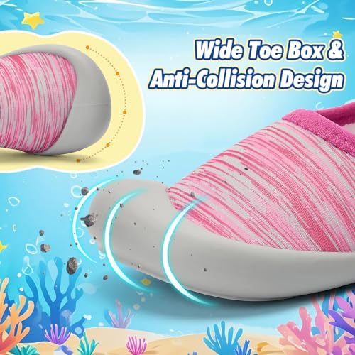 BACSAC Baby Boys And Girls Barefoot Water Shoes With Quick-Dry Upper Wide Toe Box Non-Slip Design For Toddler Kids For Beach Swimming Pool Walking Running