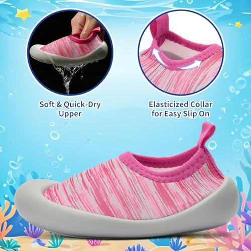 BACSAC Baby Boys And Girls Barefoot Water Shoes With Quick-Dry Upper Wide Toe Box Non-Slip Design For Toddler Kids For Beach Swimming Pool Walking Running