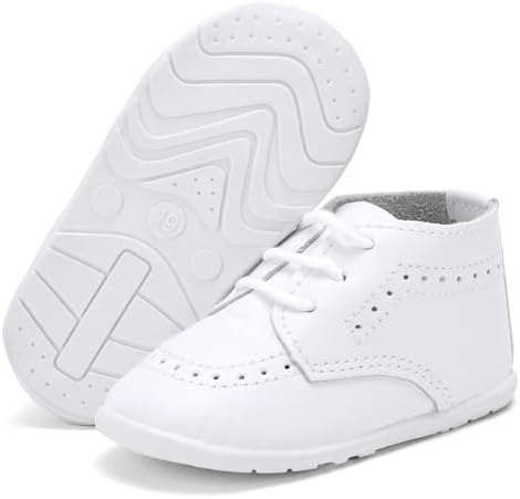 BACSAC Infant Boys Girls Classic PU Leather Wedding Loafers Brogue Toddler Oxford Dress Shoes First Steps Walking Flat Lazy Non-Slip Shoes