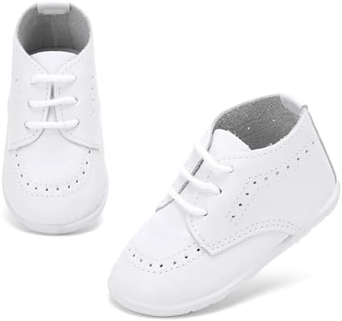 BACSAC Infant Boys Girls Classic PU Leather Wedding Loafers Brogue Toddler Oxford Dress Shoes First Steps Walking Flat Lazy Non-Slip Shoes