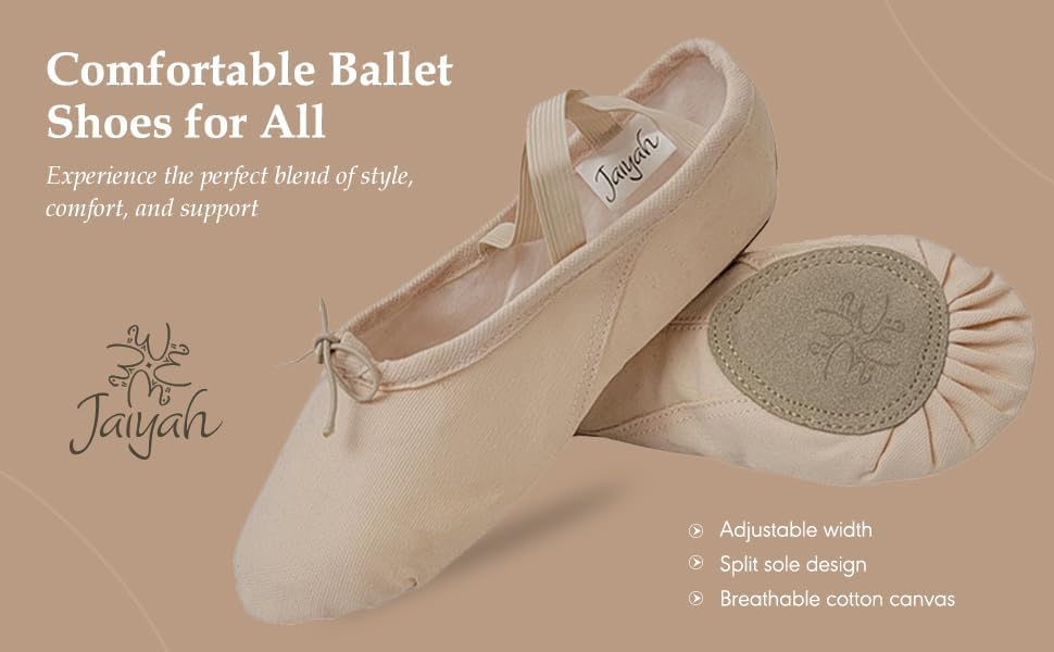 Ballet Shoes For Women Men & Children Durable Cotton Canvas Adjustable Width Split Sole 6 Skin Tone Shades
