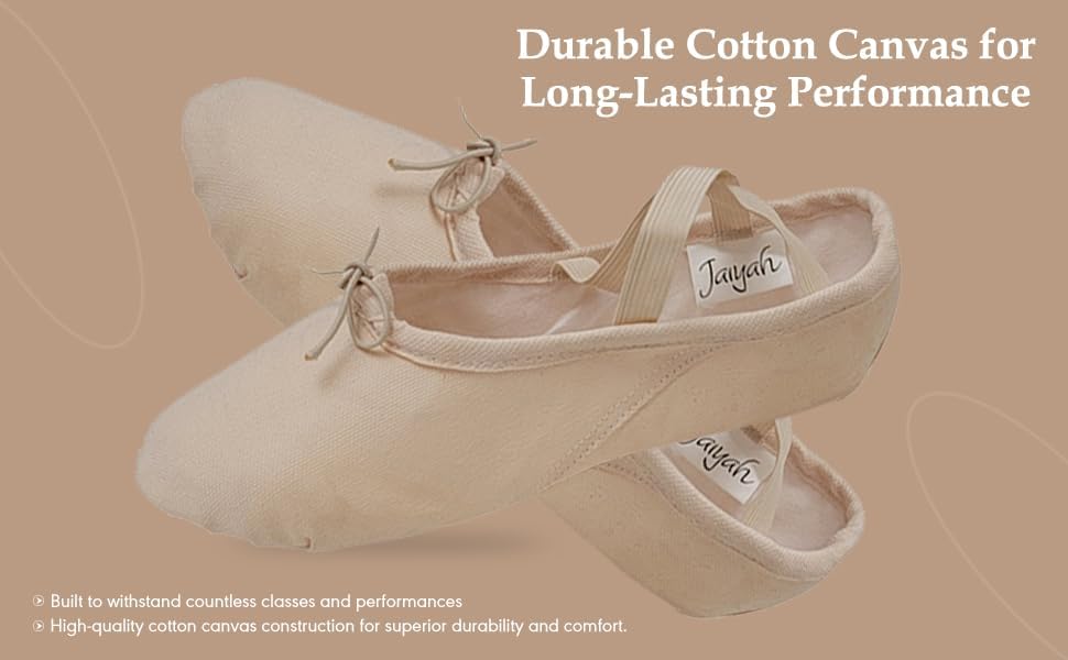 Ballet Shoes For Women Men & Children Durable Cotton Canvas Adjustable Width Split Sole 6 Skin Tone Shades