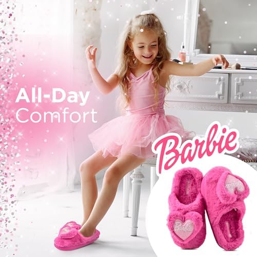 Barbie Kids Slippers Fuzzy Girls House Slippers For Kids Cozy Soft Plush Indoor And Outdoor