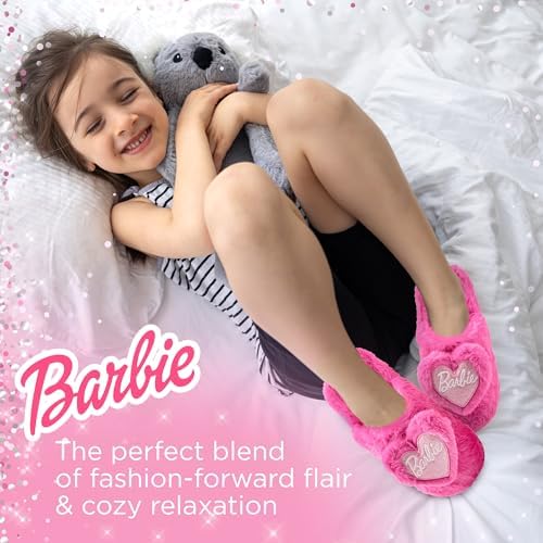 Barbie Kids Slippers Fuzzy Girls House Slippers For Kids Cozy Soft Plush Indoor And Outdoor