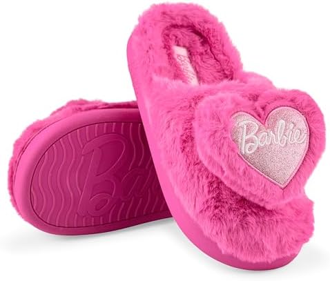 Barbie Kids Slippers Fuzzy Girls House Slippers for Kids Cozy Soft Plush Indoor and Outdoor