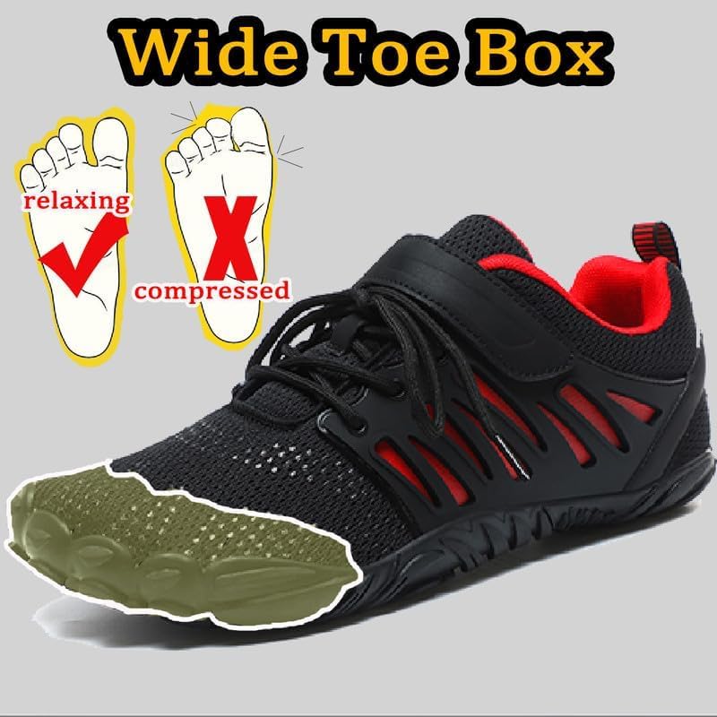 Barefoot Shoes Men Wide Toe Box Zero Drop Water Shoes Men For Gym Workout Minimalist Weightlifting Cross-Trainer Running Hike Grounded Footwear