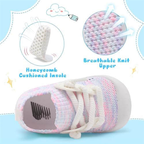 BARERUN Baby Shoes Baby First Walking Shoes Infant Sneakers Wide Toe Box Slip On Shoes Soft Sole Baby Boys Girls Crib Shoes Toddler Breathable Lightweight House Sock Shoes
