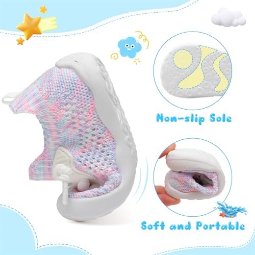 BARERUN Baby Shoes Baby First Walking Shoes Infant Sneakers Wide Toe Box Slip On Shoes Soft Sole Baby Boys Girls Crib Shoes Toddler Breathable Lightweight House Sock Shoes