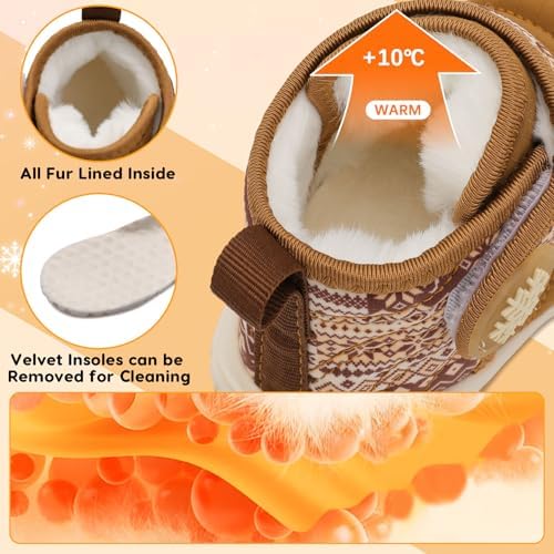 BARERUN Barefoot Baby Boys Girls Boots Warm Winter House Shoes For Toddler Girls Boys Waterproof Fleece Kids Snow Boots Faux Fur Infant Booties Walking Shoes For Indoor Outdoor